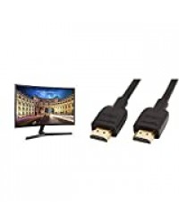 Samsung - C27F398FWU - Ecran PC Incurvé - LCD - 27 Pouces - 1920 x 1080-4 ms - HDMI & AmazonBasics Câble HDMI 2.0 Haut débit Compatible Ethernet/3D/retour Audio, 4K Ultra HD [Nouvelles Normes] 0,9 m