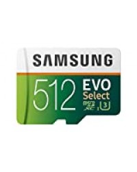 Samsung EVO Select Carte mémoire microSDXC UHS-I U3 100 Mo/s Full HD et 4K UHD avec adaptateur SD (MB-ME512HA/EU)