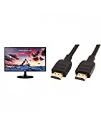 Samsung S24F350F Ecran PC 24" (54.61 cm) (Full HD 1920x1080, 4ms, 16:9, VGA/HDMI) Noir & AmazonBasics Câble HDMI 2.0 Haut débit Compatible Ethernet / 3D / Retour Audio, 4K Ultra HD 0,9 m