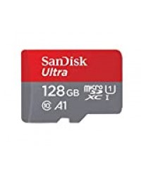 SanDisk Carte Mémoire MicroSDHC Ultra 128 Go + Adaptateur SD, Vitesse de Lecture Allant Jusqu'à 100MB/S, Classe 10, U1, Homologuée A1