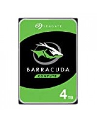 Seagate BarraCuda 4 To, Disque dur interne HDD – 3,5 pouces SATA 6 Gbit/s 5 400 tr/min, 256 Mo de mémoire cache, pour PC de bureau et portable (ST4000DM004)