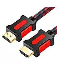 Shuliancable Câble HDMI, Compatible Ultra HD, 3D, Full HD, 1080p, HDR, Arc, Highspeed avec Ethernet, PS3, Xbox, HDTV Top Series (5M Red Black)