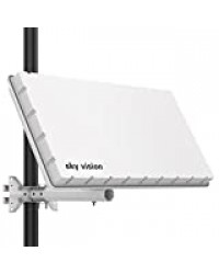 Sky Vision Flat H39 D2 Antenne Satellite avec antenne Plate Twin-LNB pour 2 participants, antenne Satellite Plate avec Support pour Mur ou mât Blanc