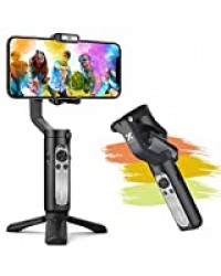 Smartphone Stabilisateur - Gimbal Stabilisateur pour iPhone 12/11 Pro/XR/XS Max/Galaxy S10+ /Huawei P40/30 Mate 30, Gimbal Pliable à Poche Design Léger Portable Contrôle Intelligent, Trépied Compris