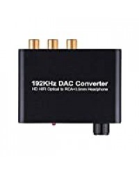 SODIAL Convertisseur numerique vers analogique 192kHz Coaxial Numerique SPDIF en Stereo analogique ? L/R RCA 3.5 mm Jack Adaptateur Audio PS3 Xbox PS4 Systemes de Cinema ?AV amperes