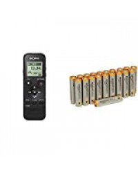 Sony ICD-PX370 Dictaphone numérique 4GB avec slot micro SD Noir & AmazonBasics Lot de 20 piles alcalines Type AAA 1,5 V 1340 mAh (design variable)