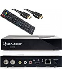 Spycat Mini V2 Digital HDTV E2 Linux Récepteur satellite Twin avec tuner DVB-S2 1080P Full HD HDMI Wi-Fi intégré 2 x USB IPTV pour satellite, EPG [préprogrammé pour Astra et Hotbird] avec câble HDMI