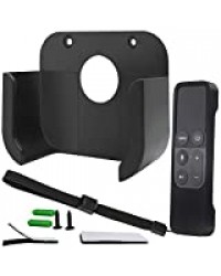 Support mural avec télécommande compatible avec Apple TV4 4K – Support TV Pinowu et coque de protection pour télécommande Siri pour Apple TV 4/4K [5ème génération] (Noir)