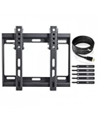 Support Mural pour TV 23-42" (env. 58-107 cm) Plat & incurvé LCD LED OLED & écran TFT | Inclinable | Support Mural | VESA 75 x 75 – 200 x 200 | Noir