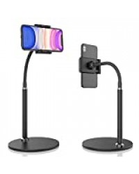 Support Téléphone, Support Portable Bureau 360° Réglable Support Smartphone en Aluminium Col-de-Cygne Stand avec Bras Extensible Dock Téléphone pour iPhone 11/11Pro/12/XR Samsung S10/S9/S8, Noir