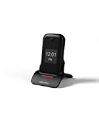 Swissvoice D28 - Téléphone mobile débloqué 2G pour séniors, double écran, touche SOS, support de recharge facile, amplification audio, 10 mémoires directes avec photos, notifications par SMS - Blanc