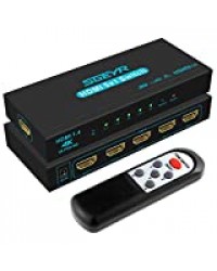 Switch HDMI 4K SGEYR Switch HDMI 5 Entrées 1 Sorties Commutateur HDMI 5x1 Selector HDMI Switcher Prend en Charge 4K@30Hz 3D 1080P Ultra HD pour PS4 Xbox TV Box