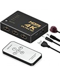 Switch HDMI, GANA HDMI Splitter | Sélecteur HDMI 5 Entrées 1 Sortie 1080P 3D Adaptateur HDMI Commutateur avec Télécommande IR pour PS3 Xbox 360 Lecteur DVD HDTV Projecteur Camcorder HTPC Tablette