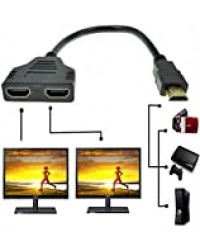 Sys Prise HDMI 1 mâle vers Double HDMI 2 femelle Y adaptateur de câble de répartiteur LCD LED HD TV