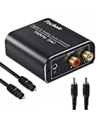 Techole DAC Audio 192KHz, Aluminium DAC Convertisseur Audio Numérique vers Analogique, Digital SPDIF Toslink vers Stéréo L/R RCA Jack 3,5mm avec Optique/Coaxial Câble pour TV HD Blu-Ray PS3 PS4 Xbox