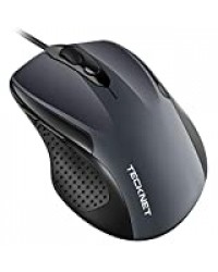 TeckNet Mouse Pro S2 Souris Filaire Optique Haute Précision 6 Boutons 2000 PPP 2 DPI Réglable Souris Ergonomique pour Windows 7/8/10/X, Vista/Linux/Mac Ordinateur Portable/Bureau Câble 1.5M-Gris