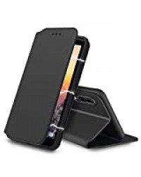 Tenphone Etui Coque pour Wiko View 4 Lite,Plusieurs Couleurs Disponible,Protection Etui Housse Premium en Cuir PU,Fermeture Magnétique pour (Wiko View4 Lite (6,52 Pouces), Slim Noir)