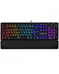 The G-Lab Keyz RUBIDIUM E Clavier Mécanique Gaming AZERTY FR Haute Performance - Clavier Gamer Red Switch - Rétro-éclairage Full RGB, Anti-Ghosting, Repose-poignets Magnétique - PC PS4 Xbox One (Noir)