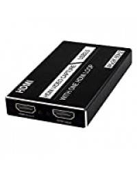 Tihokile Carte Acquisition HDMI vers USB 3.0 avec HDMI Loop Out, Carte de Capture Audio Vidéo 4K Adaptateur pour la Diffusion en Direct Compatible avec Caméscope/DSLR/Ordinateur/Phone /PS4