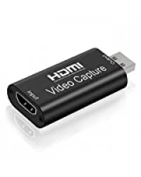 Tihokile Carte de Capture Audio Vidéo 1080p, Carte d'Acquisition Vidéo HDMI vers USB 2.0 Carte d'Acquisition Jeux pour la Diffusion en Direct Compatible avec Caméscope/DSLR/Ordinateur/Phones/PS4