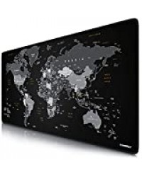 TITANWOLF - Tapis de Souris Gaming Global Basic planisphère 900x400mm - sous-Main Bureau Gamer Extra Large XXL en Tissu, Base antidérapante - Carte du Monde - pour Tous Types de Souris et Claviers