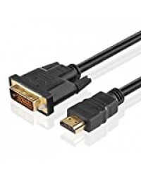 TNP High Speed Adaptateur HDMI vers DVI câble Haute Vitesse bidirectionnel HDMI vers DVI et convertisseur DVI vers HDMI mâle vers connecteur mâle Fil Cordon Prend en Charge vidéo HD 1080p HDTV