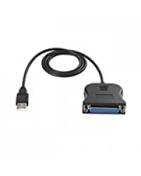 Triamisu Interface de Communication parallèle bidirectionnelle Noire USB à 25 Broches DB25 Adaptateur de câble d'imprimante parallèle Convertisseur de Cordon - Noir
