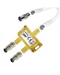 tronicxl IEC Répartiteur d'antenne Répartiteur TV Câble adaptateur câble TV coaxial 2 voies dvbc p. ex. pour unitymedia Répartiteur