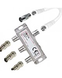 TronicXL Répartiteur IEC 3 voies pour antenne TV câble compatible avec Unitymedia Splitter Vodafone Netcologne Netaachen Telecolumbus Primacom Ewe Unicable DVBT DVB-T2 DVBC