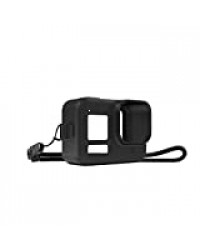 TUTUO Housse de Protection pour GoPro Hero 8 Black Protection AVCE Sangle,étui de Protection Souples en Silicone + Cordon(Noir)