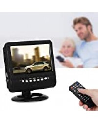 TV Portable, 7,5 Pouces Mini Ultra-Mince Couleur TFT LCD HD Voiture Entièrement Analogique TV Mobile DVD Télévision Lecteur Vidéo Moniteur, PAL/NTSC/SECAM système TV, Radio FM, Fonction 3D