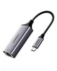 UGREEN Adaptateur USB C vers Ethernet Type C RJ45 Réseau Gigabit à 1000 Mbps en Aluminum Compatible avec MacBook Pro 2020 iPad Pro 2020 Galaxy S20