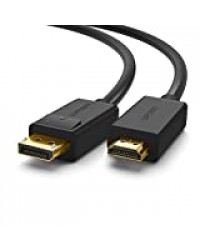 UGREEN Câble DisplayPort vers HDMI 4K UHD Adaptateur DP vers HDMI 1080P Connecteus Plaqués Or Compatible avec Dell, Thinkpad, Carte Graphique, GeForce vers TV, Télé, Projecteur, Moniteur (3 M)