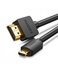 UGREEN Câble Micro HDMI Mâle vers HDMI Mâle Cordon Haut Débit Supporte 4K 60Hz 3D Ethernet Arc Compatible avec ASUS Zenbook Huawei MediaPad Lenovo Yoga 710 Raspberry Pi 4 GoPro Hero 6 Hero 5 (2M)