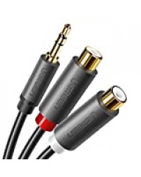 UGREEN Câble RCA Jack Audio Stéréo Cordon Jack 3.5mm Mâle vers 2 RCA Femelles pour TV PC Smartphone Ampli Chaîne HiFi Barre de Son Home Cinéma Enceinte, 20 CM