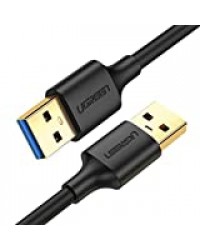 UGREEN Data Câble USB 3.0 Type A Mâle vers Mâle Câble Double USB SuperSpeed pour Disque Dur Boîtier Externe, DVD, Refroidisseur PC Portable et Lecteur Blu Ray (1m)