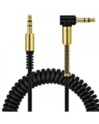 ULTRICS AUX Cable, Casque Auxiliary Angle Spirale Audio Stéréo Connecteur Or 3.5mm Jack Mâle à Mâle pour iPhone iPod iPad Samsung Tablette MP3 Voiture Haut-parleurs Smartphones - 30CM