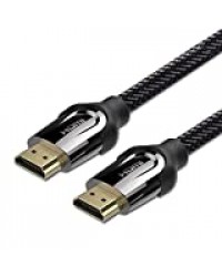 ULTRICS Câble HDMI 5M, 4K Haute Vitesse 18Gbps HDMI 2.0 Supporte Ethernet/ 3D/ Retour Audio, Nylon Tressé Cable avec Connecteurs Plaqués Or Compatible avec Blu-Ray Xbox 360 PS3 PS4 TV Ultra HD Vidéo