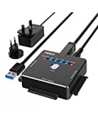 USB IDE ou SATA Adaptateur, FIDECO USB 3.0 Adaptateur de Disque Dur en Aluminium pour Disque Dur SATA HDD/SSD de 2,5/3,5 Pouces& IDE de 3,5 Pouces