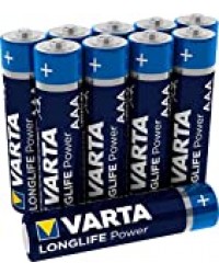 Varta Longlife Power Piles Alkaline, LR03, AAA Micro, 10 Pièces