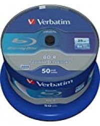 VERBATIM BD-R SL Datalife 25gb 6X 50pack, Multicolore