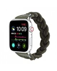 VeveXiao Bracelet élastique tressé à boucle unique compatible avec Apple Watch Band SE 40 mm 38 mm iWatch Series 6/5/4/3/2/1/SE (38/40 mm, petite taille 11,9 à 15 cm, vert armée)