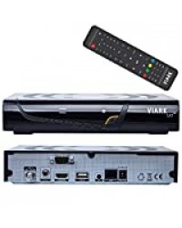 VIARK Sat 4K 2160p H.265 Récepteur satellite numérique Multistream avec clé Wi-Fi (IPTV, applications, DVB-S2X, HDMI, LAN, USB 2.0, Ultra HD Noir