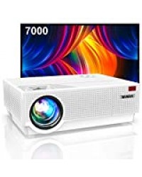 Vidéoprojecteur, WiMiUS 7000 Vidéoprojecteur Full HD 1080P Rétroprojecteur 4K Soutien, Correction Digitale 4D Audio AC3 Projecteur LED 90,000 Heures Home Cinéma TV Box,PC,PS4 HDMI VGA AV USB