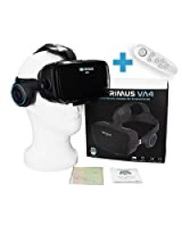 VR Primus® VA4, Casque VR avec écouteurs et Google Cardboard Apps. Compatible avec iPhone X XS et Smartphones Android à 6.2″ p.ex Samsung, Huawei, LG, Sony, Xiaomi |+ Télécommande pour Android