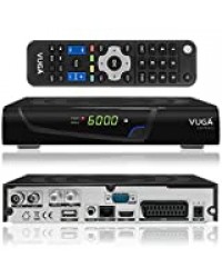Vuga Combo Full HDTV H.265 Récepteur satellite numérique DVB-C/T2 avec clé Wi-Fi (IPTV, applications, DVB-S2, HDMI, péritel, LAN, USB 2.0, Full HD 1080p) Noir