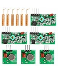 WayinTop 3 Set 433Mhz RF Télécommande Kit Émetteur et Récepteur + 433 MHz Antenne Spirale, RF Wireless Transmitter and Receiver Module Kits pour Arduino Alarme Antivol