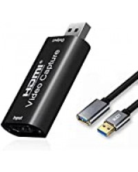 WJOY Cartes de capture audio audio vidéo HDMI vers USB 1080p USB2.0 Enregistrement avec câble d'extension pour jeu d'acquisition haute définition