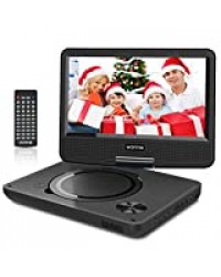 WONNIE 2020 Upgrade 11.5" Lecteur DVD Portable avec écran Rotatif de 9,5" à 270°, Inte Carte SD et Prise USB avec 5000mAh Batterie Rechargeable RMVB/AVI / MP3 / JPEG, Parfait pour Enfants (Noir)
