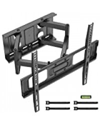 WORLDLIFT Support Mural pour TV Support Orientable Inclinable pour la Plupart des Téléviseurs de 32 à 70 Pouces à Écran Plat avec VESA75x75-400x400mm jusqu'à 50 kg avec Niveau à Bulle et Serre-Câbles